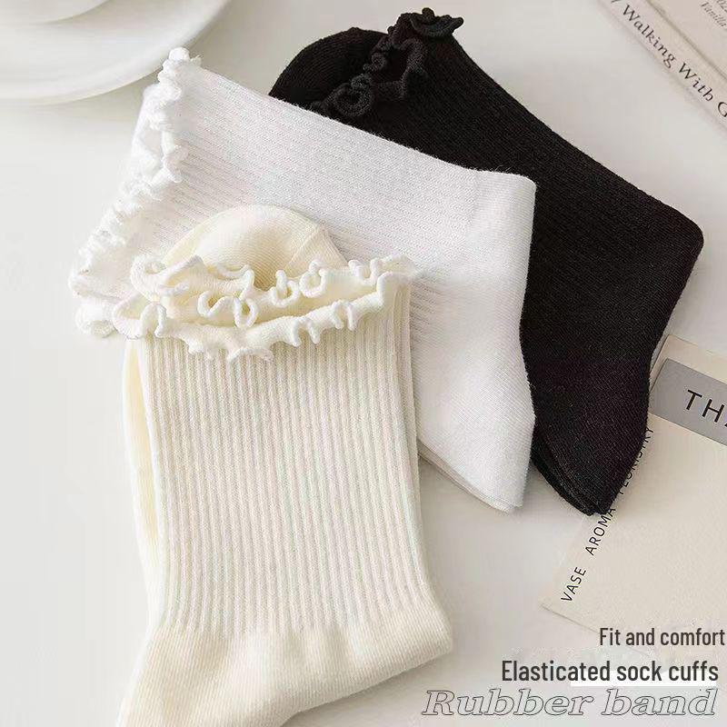 Women's Wood Ear Lace Mid-Tube Socks - Cute & Trendy Summer Mary Jane Style