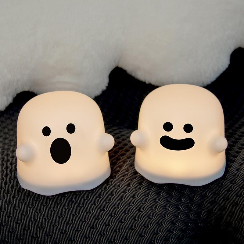 Ghost Night Light: Cute Tap & Timer Bedside Sleep Companion with Charging Atmosphere, Perfect for Fun Pranks & Gifts.