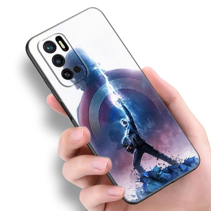 Captain America Black Silicone Phone Case For Xiaomi Redmi Note 10 11 11S 12 13 4G 8 9 11T Pro 5G Plus 8T 9S 10S 12S