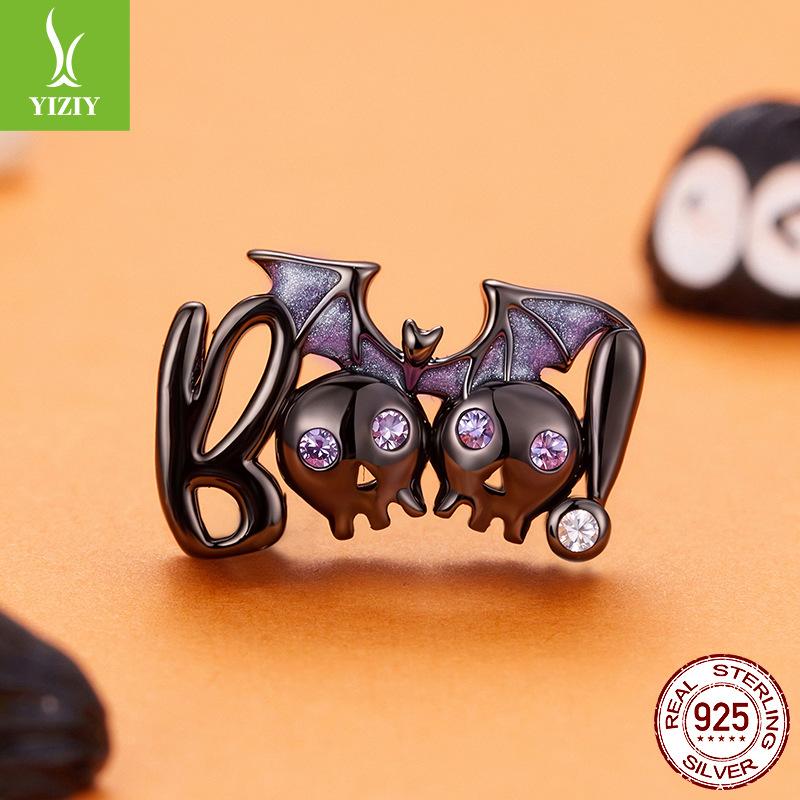 Halloween Dark Sub-Bat Beading Accessories Personality Mysterious S925 Sterling Silver Beads Beading