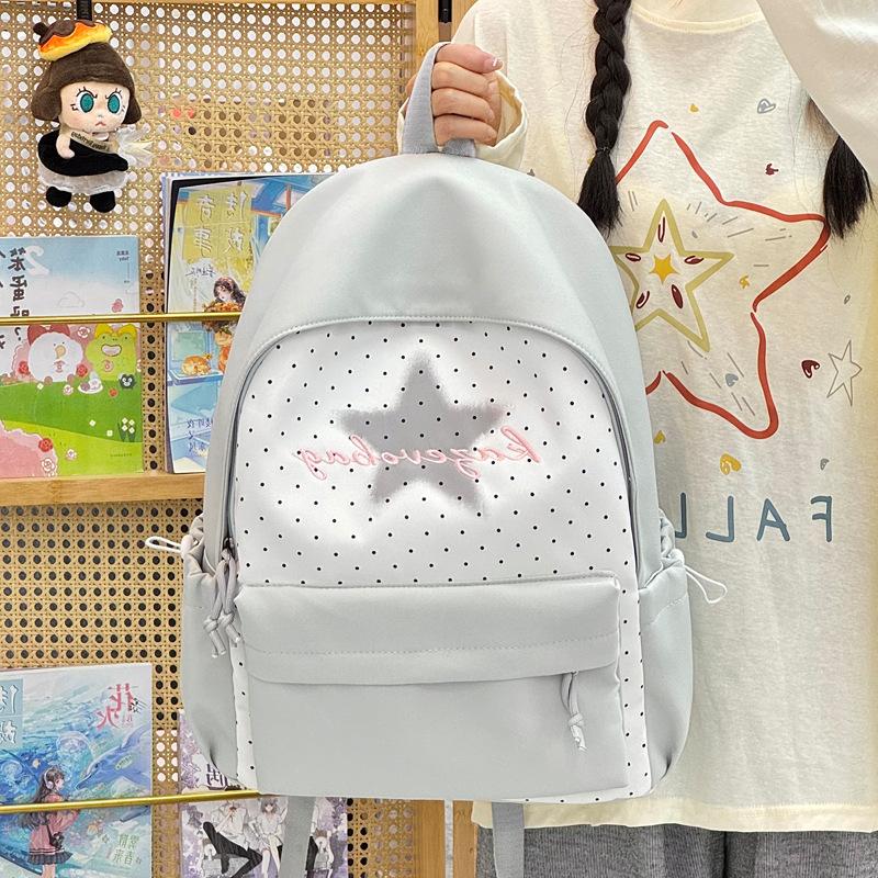 Schultasche Schultasche Rucksack für Mädchen der Mittelstufe Koreanische Version mit Sternenprint Highschool-Schüler lässig schlicht und leicht Schüler