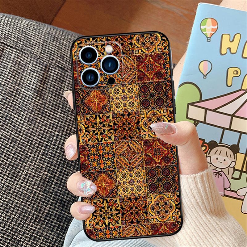 Moroccan Tile Phone Case For iPhone 16 15 14 Pro Max 11 12 13 Pro Max Mini XR 16e 16 15 Plus Bumper Cover