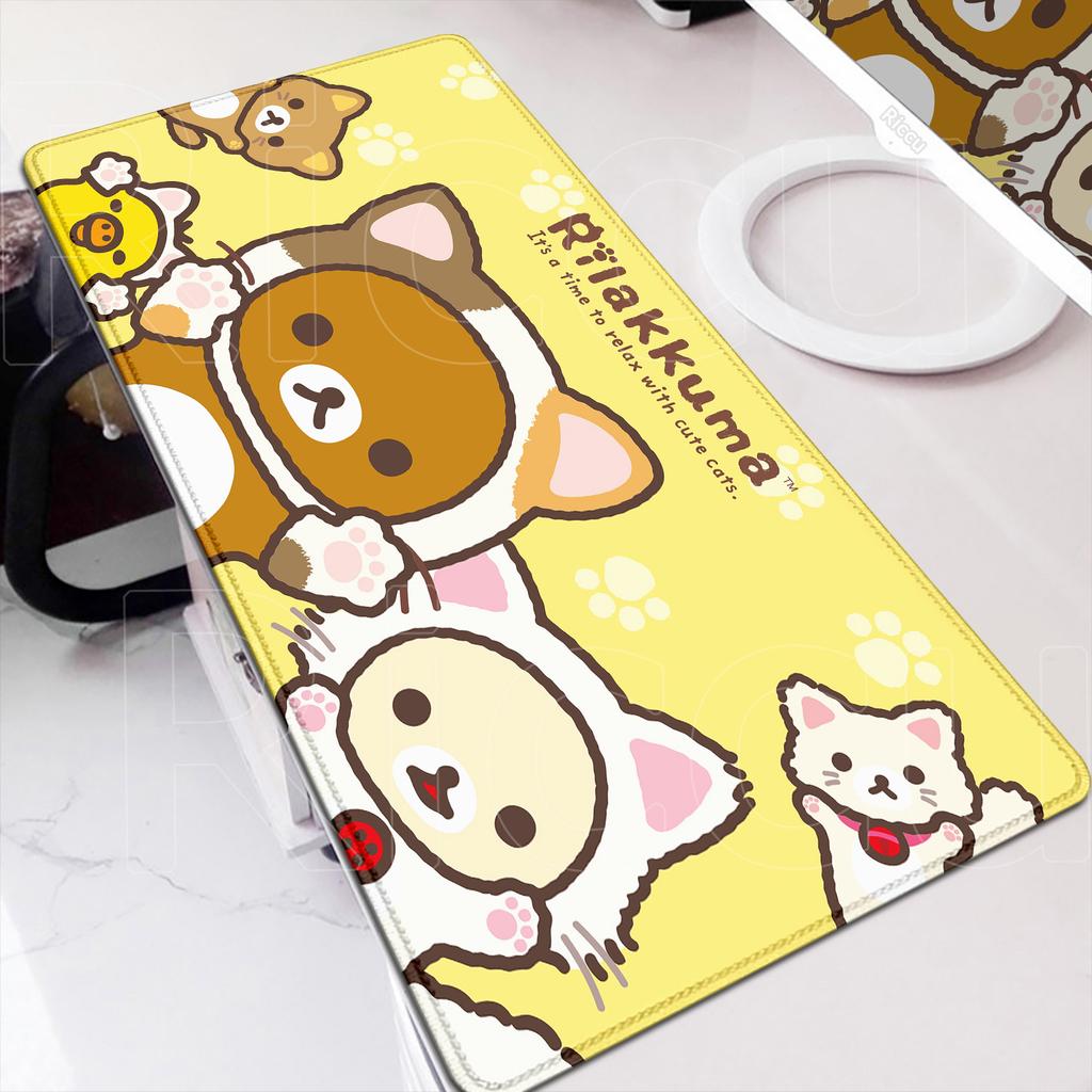 Anime Mouse Pad Kawaii Laptop Desk Decoration Mouse 30x80cm Gamer Rubber Mat Cute Rilakkuma Non-slip Keyboard Office Accessories