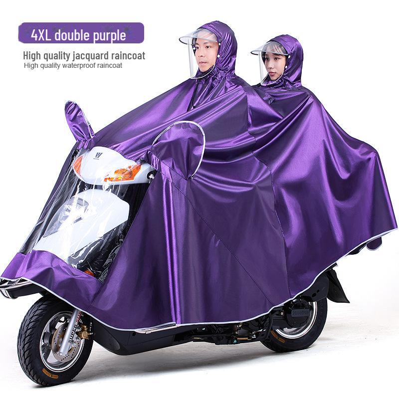 Double Electric Car/Motorcycle Raincoat - Thickened, Enlarged Jacquard for Two Adults
