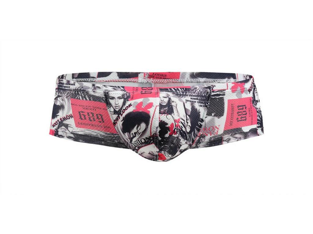 European and American Low-Rise Men's Head Print Mesh Underwear with Moisture-Wicking and Breathable Fabric