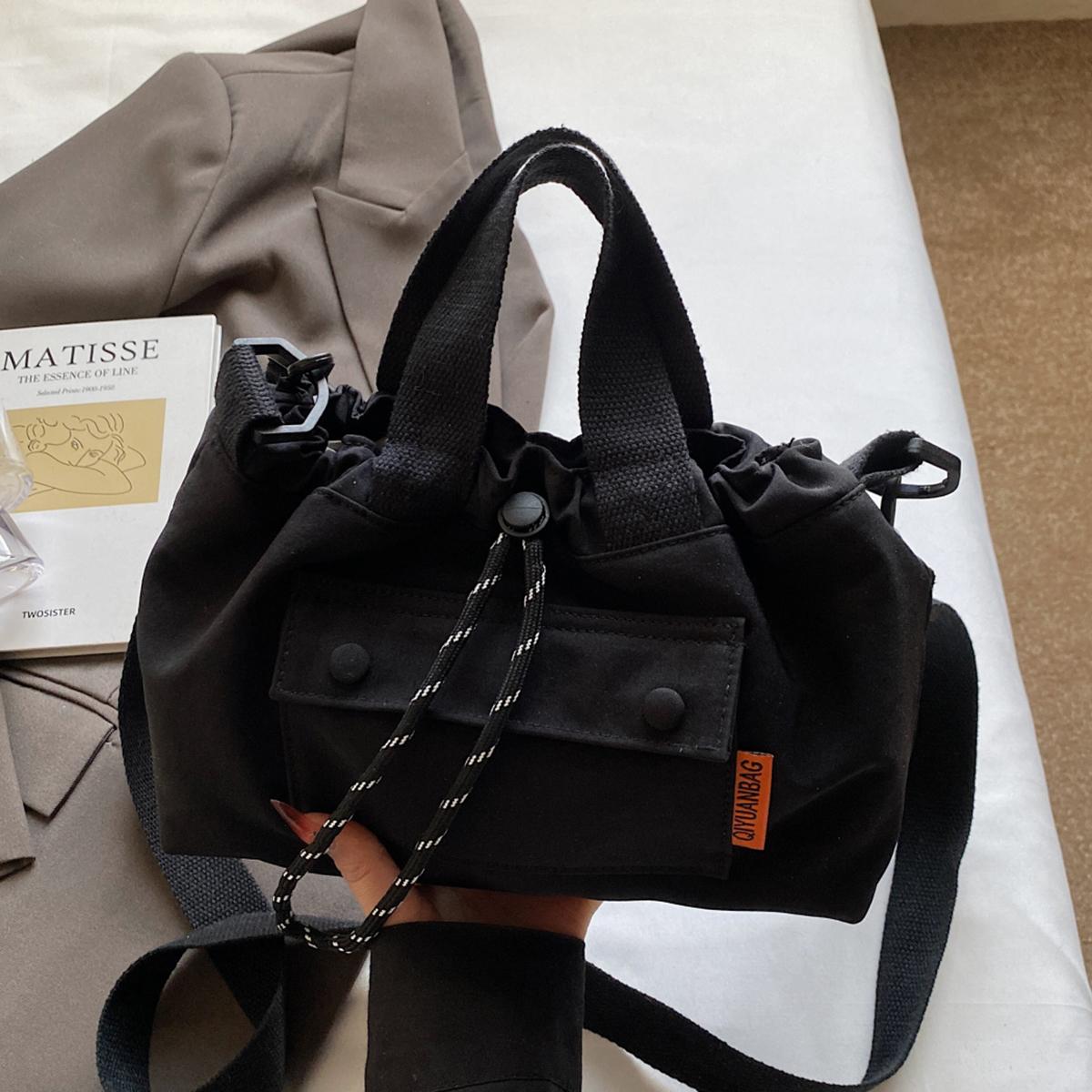 Market-4 De Nieuwe Unisex Messenger Bag, Functionele Buiten Schoudertas, Schoudertas voor Pendelaars, Opbergtas, Dames Contrast Rugzak zwart