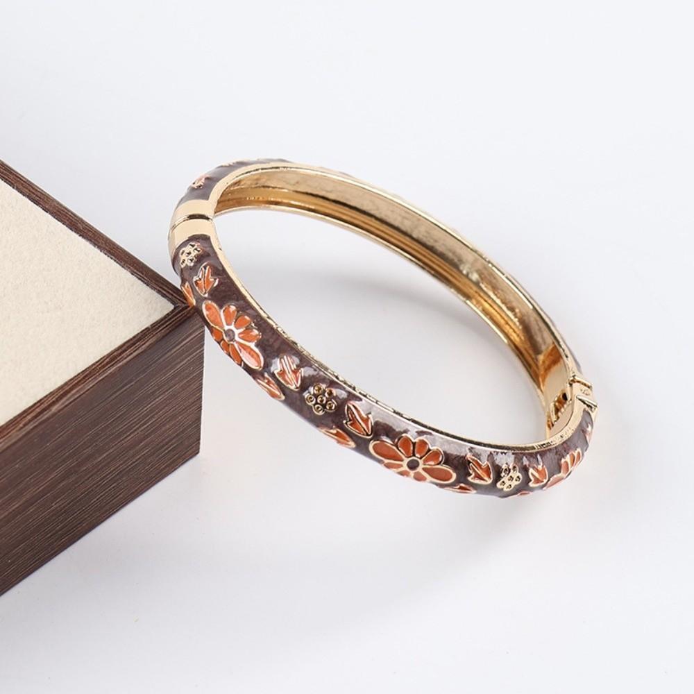 Enamel Vintage Cloisonne Bangle Colorful Women's Hand Bracelet Fashion Flower Bangle  Girls
