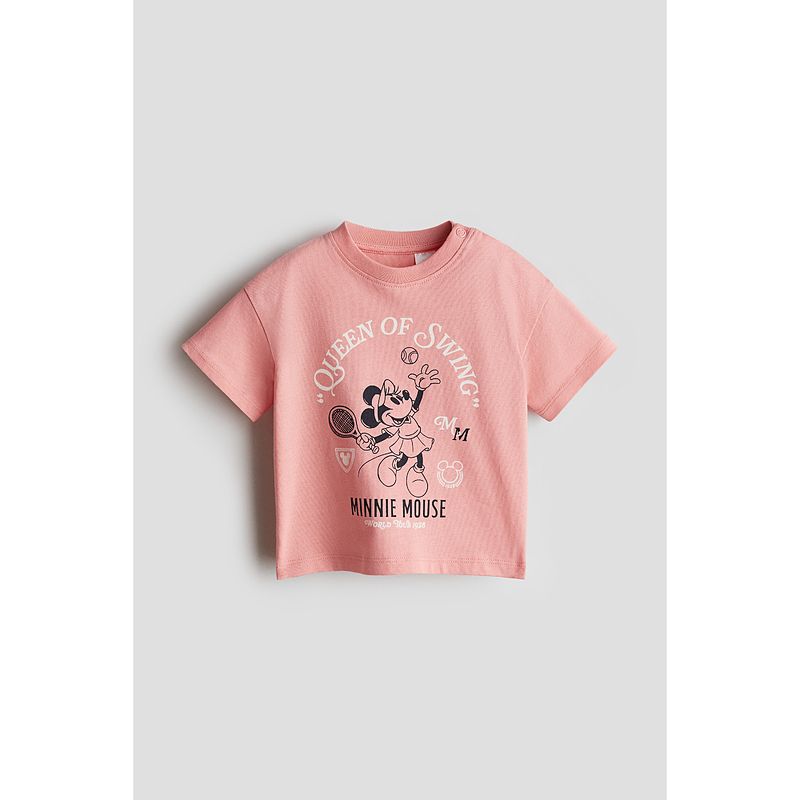 

[Серия Disney] HM Детская одежда Футболка для девочки Осень Принт Минни круглый вырез Короткий рукав Топы 1263204 Pink/Minnie Mouse 004 66/48