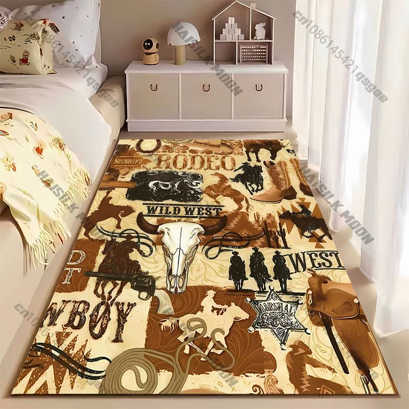 Cowboys Western Culture Rodeo Carpet Yoga Living Room Room Decor Children's Crawling Mat Doormat Area Rug Games Mat
