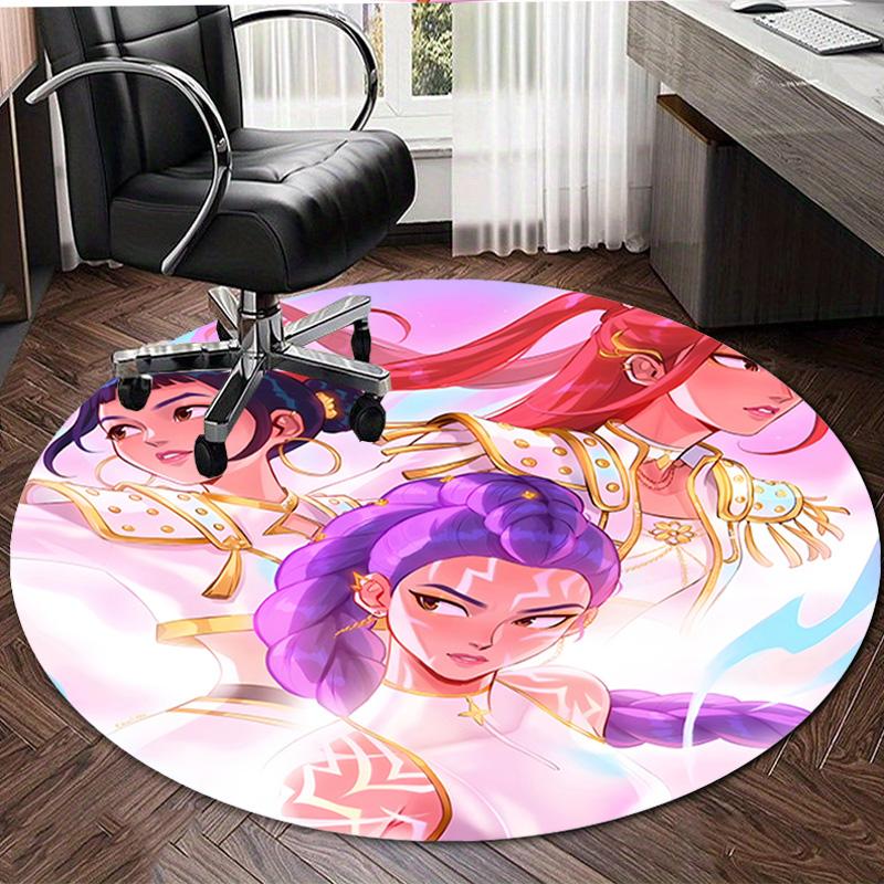 1pc KPop Demon Hunters17 Design Printed Area Round Carpet for Bedroom Living Room Home Decor Rugs Mat Non Slip Mat Rug for Bedside