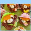 Cute Apple Banana Kiwi Strawberry Fruit Pack Red Panda Plush Pendant Keychain For Collection And Decor