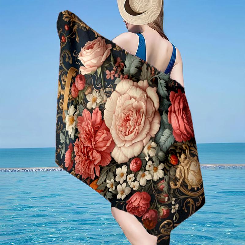Floral Elegance In Bloom Beach Towel, Super Soft Microfiber, Gift for Her/Him, Birthday, for Pool, Beach, Travel, Home Decor Fan gifts