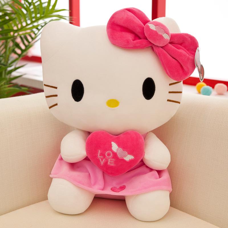 30cm Sanrio KT Cat Plush Toys Pillow Kawaii Anime KT Cat Plush Doll Soft Stuffed Cartoon Cute Pink Doll Birthday Gift For Girls