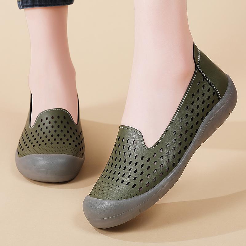 New spring and summer fashion and casual 100% genuine leather breathable flat shoes for women shoes for women