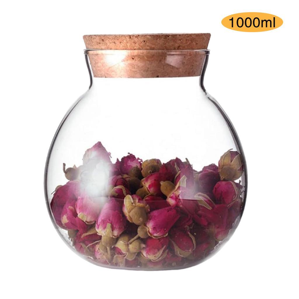 1pc Glass Storage Jars with Airtight Lids Kitchen Coffee Beans Candy Tea Grains Canister Food Containers for Cereal Nuts Cookies