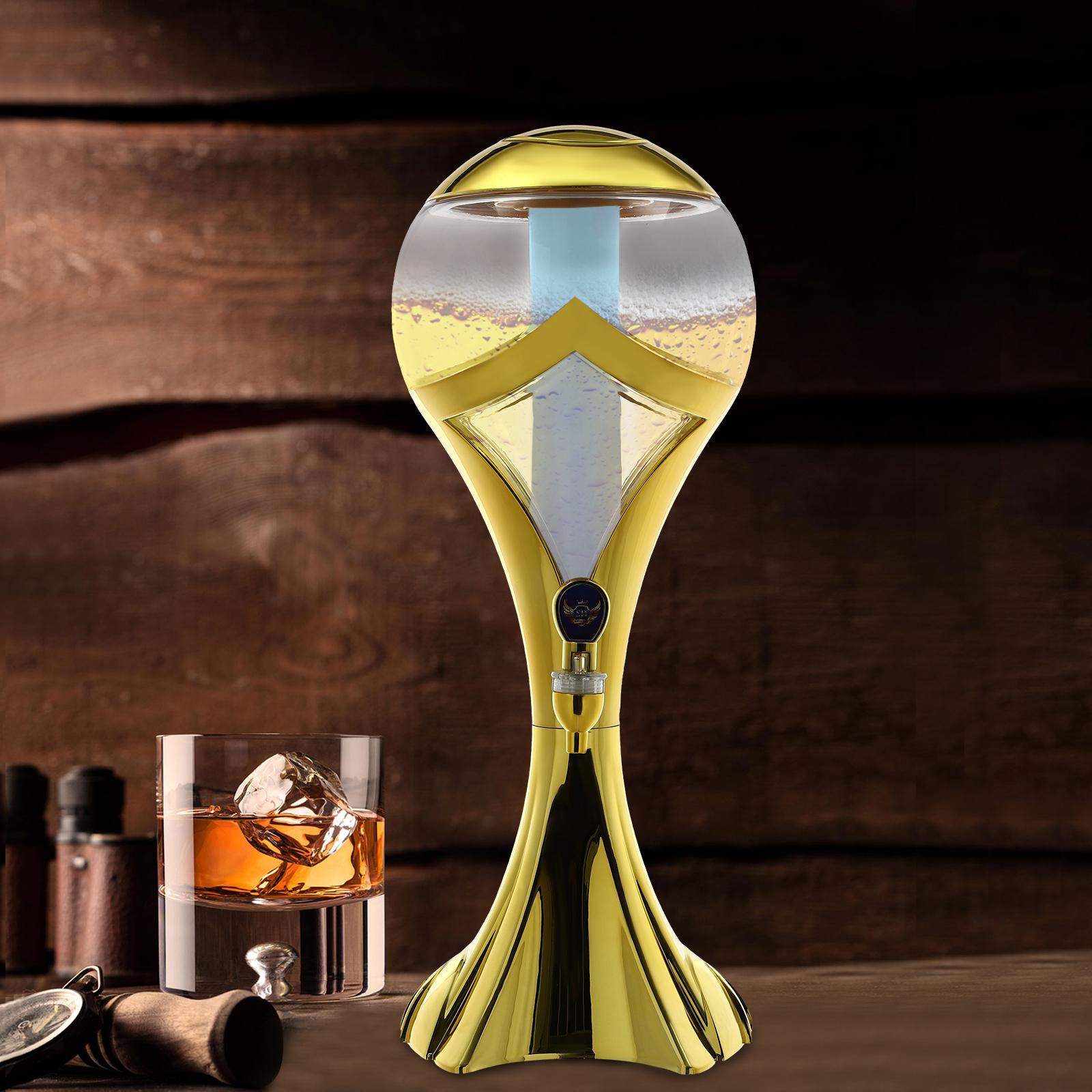 

Сферический диспенсер для вина 3 л с охлаждающей трубкой - Современный золотой и прозрачный сервер для напитков, объем 101,5 унции, идеально подходит для вечеринок и мероприятий золотой