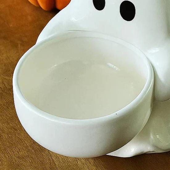 3Pcs Halloween Ghost Candle Holder Holding Bowl Ghost Votive Tealight Candle Stand Candlestick Decoration Table Centerpiece Ornament