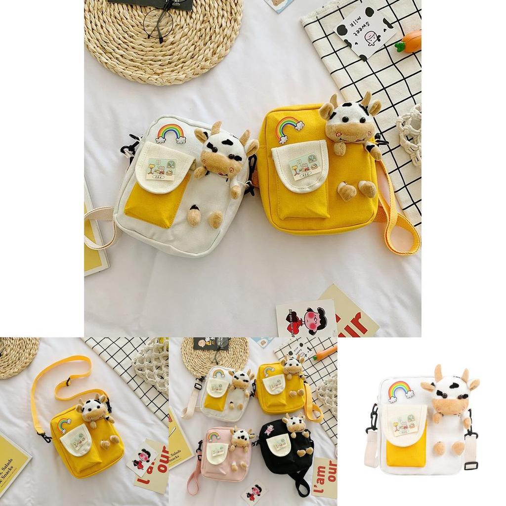 Stylish Nylon Crossbody Bag For Girls In Fresh Sweet Colors Cute Bear Motif