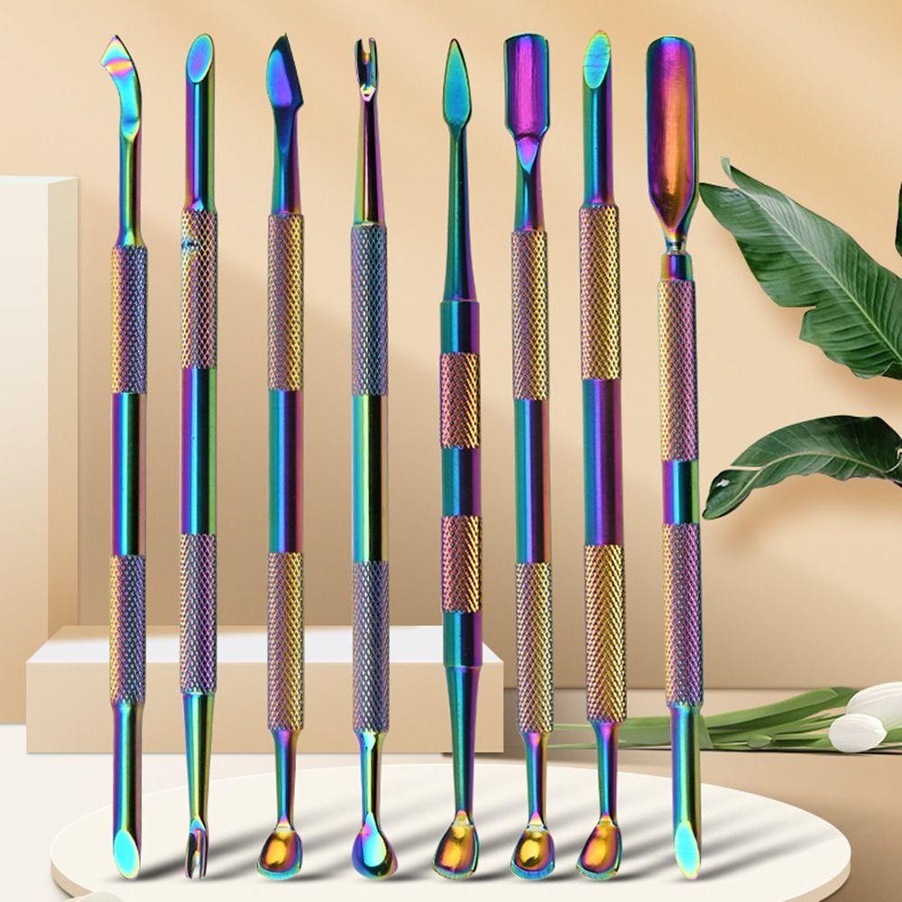 

Наклонная плоскость с двойной головкой, стальной толкатель из нержавеющей стали, инструмент для маникюра с омертвевшей кожей, маникюрный инструмент