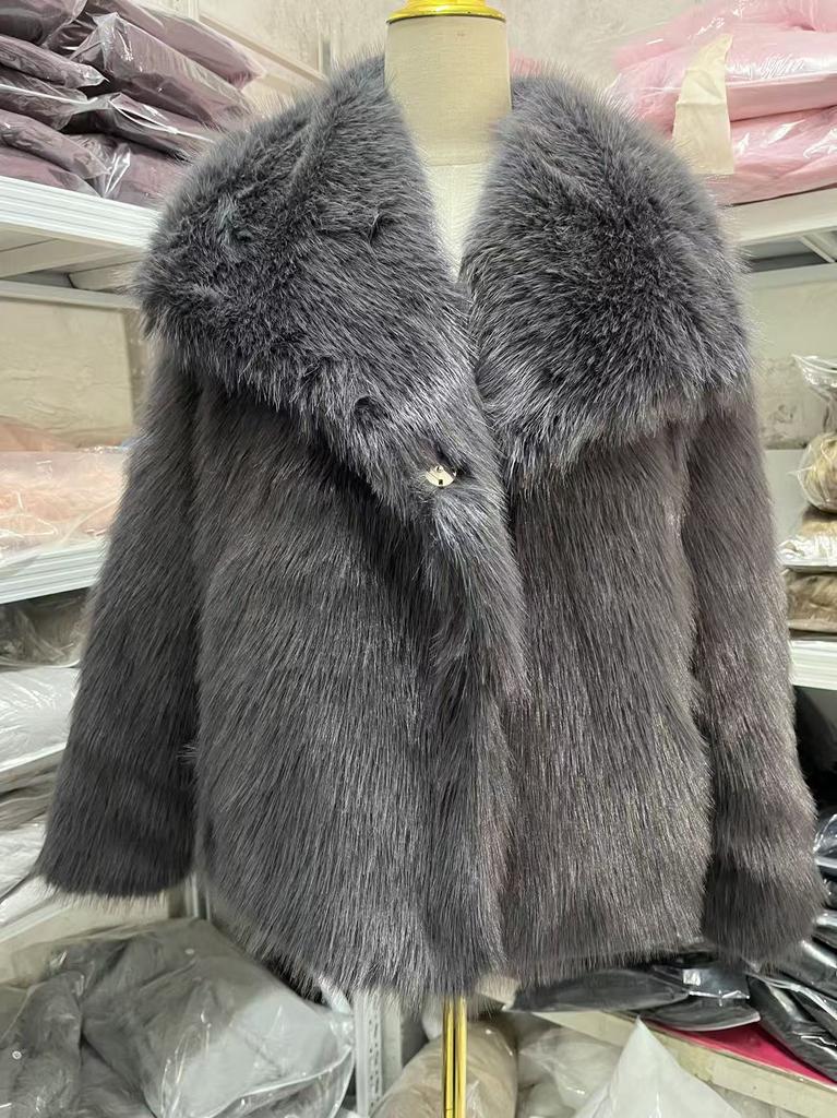European, American autumn and winter new large-size women's fur coat, toka, artificial fur top, anti-fox hair