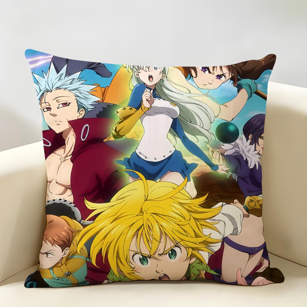 Anime DDeadly SSins Cushion Cover Natural Linen Organic Fabric DoubleSided Printing Room Sofa Decor Pillow Case