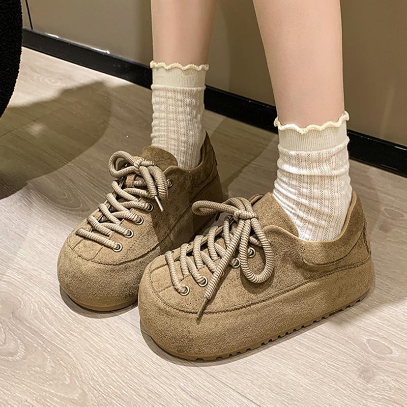 

Модные балетки Женские лоферы Туфли на шнуровке Замшевые дизайнерские спортивные туфли 2025 Модные повседневные женские кроссовки Осень Новые Zapatillas De Mujer 36