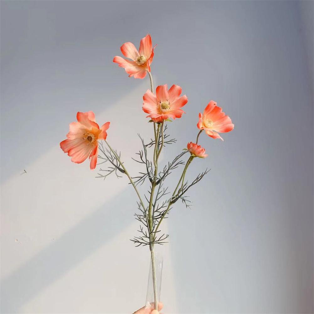 Artificial Gesang Flower Single Branch 4 Fork Queen Cosmos Fake Flower Silk Flower Bouquet Living Room Wedding Home Decoration