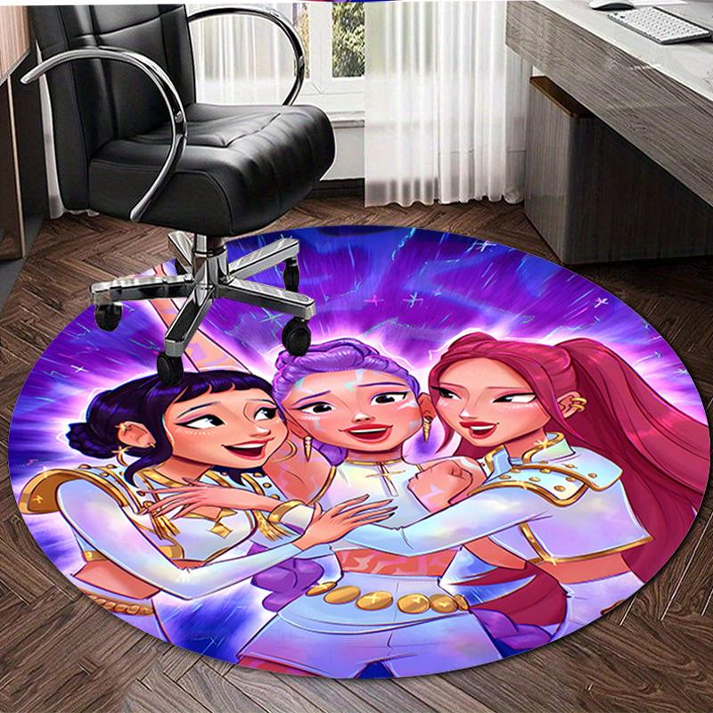1pc KPop Demon Hunters8 Design Printed Area Round Carpet for Bedroom Living Room Home Decor Rugs Mat Non Slip Mat Rug for Bedside