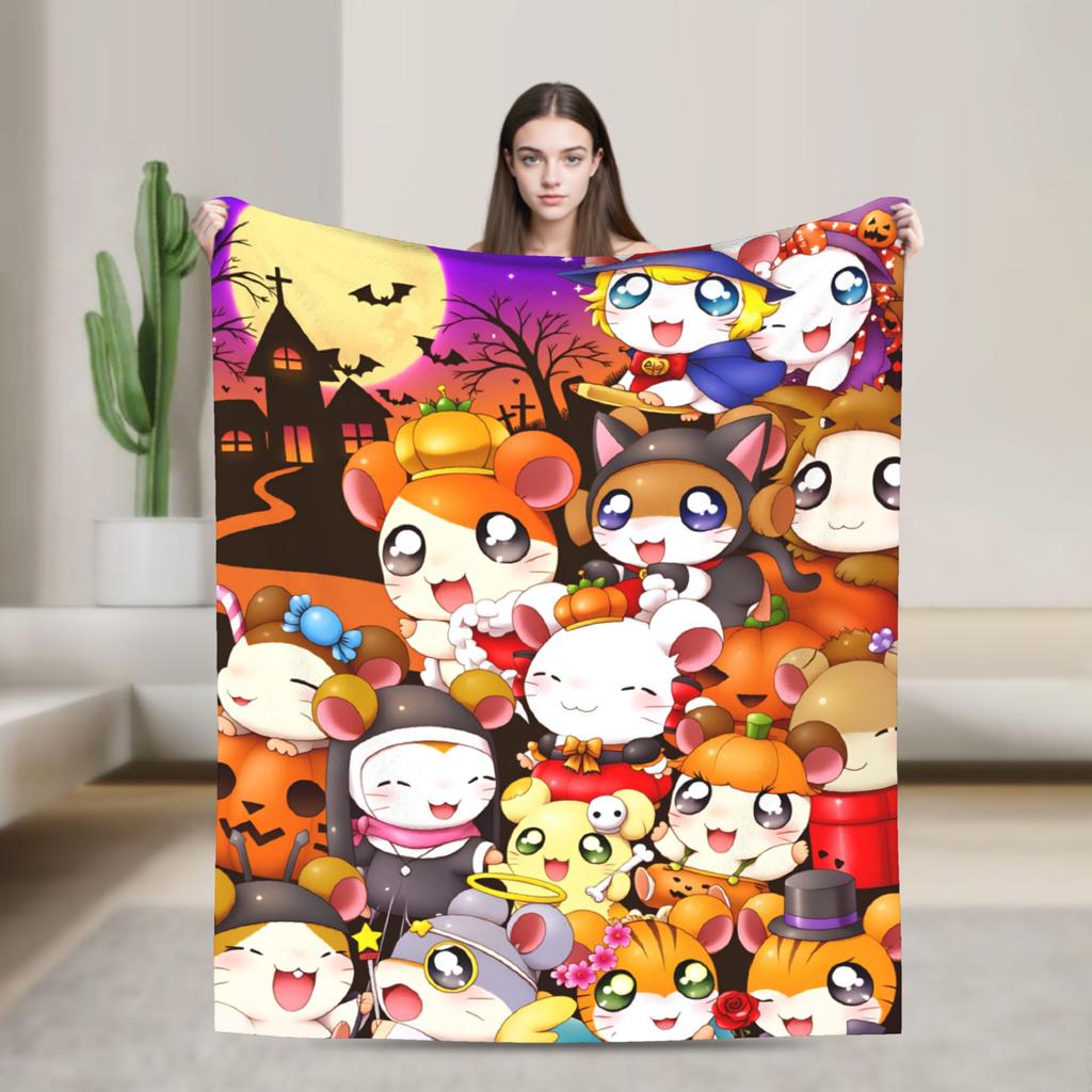 Adventure Story Hamtaro Blanket Super Warm Novelty Plush Bedding Throws For Bedroom Airplane Travel Flannel Bedspread Bed Cover
