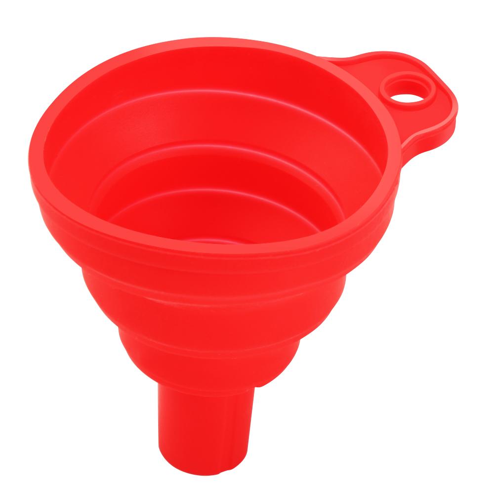 

Универсальная складная силиконовая воронка для моторного масла и омывающей жидкости – портативная, гибкая и идеально подходит для обслуживания автомобилей красный