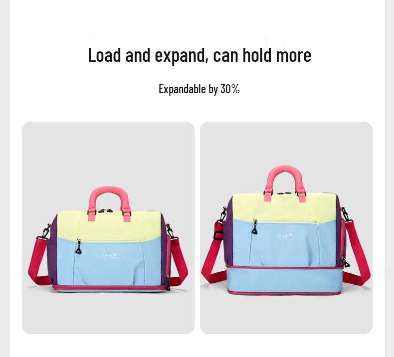 Dopamine Color Block Yoga Sports Bag with Shoe Compartment - Large Capacity for Short Trips