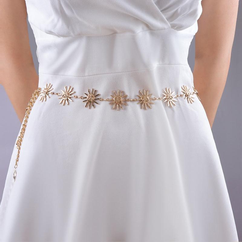 Vintage Smiling Sun Adjustable Belt Metal Belly Waist Chain For Women Girls Hip Hop Dress Skirt Waistband Body Chain Gifts