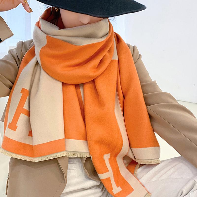 Imitate Cashmere Scarf Color Block Large Shawl Long Bandana Schal Wraps 190x6`JC