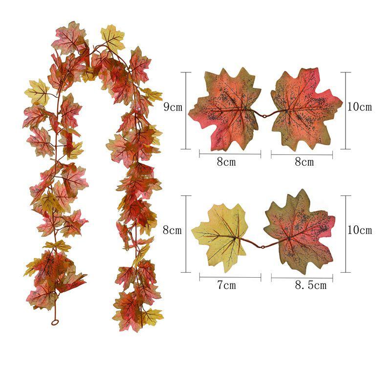 Artificial Autumn Fall Maple Leaves Garland For Home Party Decoration Vibrant Colors 175cm Long