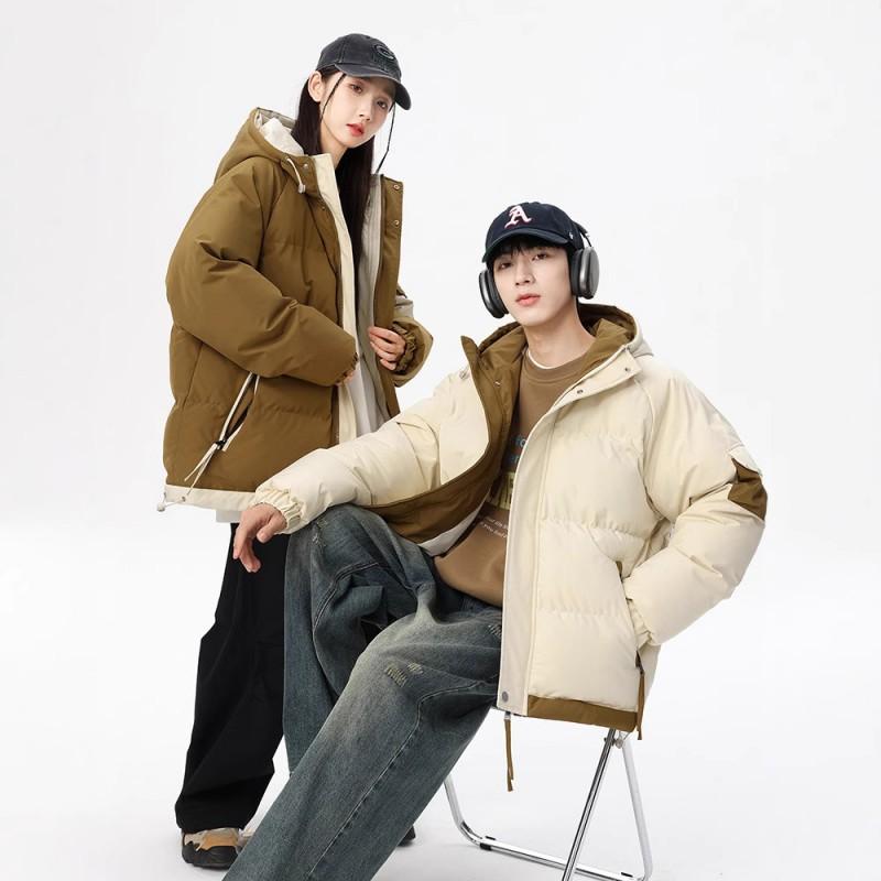 Mens Winter Hooded Cotton Puffer Jacket Thick Warm Loose Fit Casual Outwear Teens Young Adults