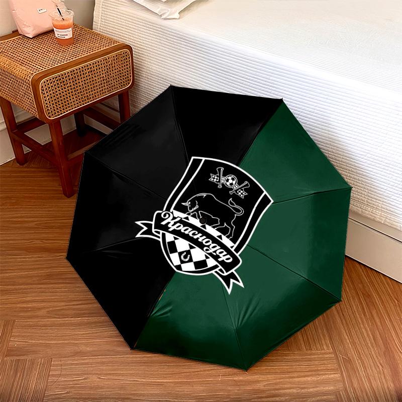 Motif FC Krasnodar, parapluie pliant automatique, design portable et pliable, 8 baleines, un cadeau de Noël ou d'anniversaire.