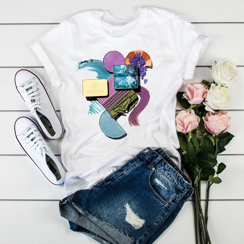Women'S Fun Nail Polish, Pattern, Print Fashion Women'S T-Shirt Casual Top Ladies