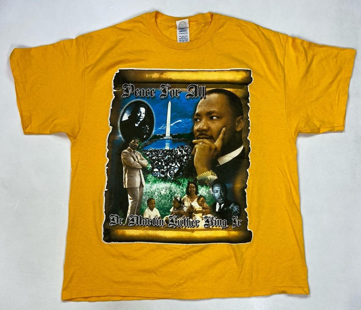 VINTAGE Martin Luther King MLK Peace For All Graphic T-shirt Men XL Yellow Y2K S