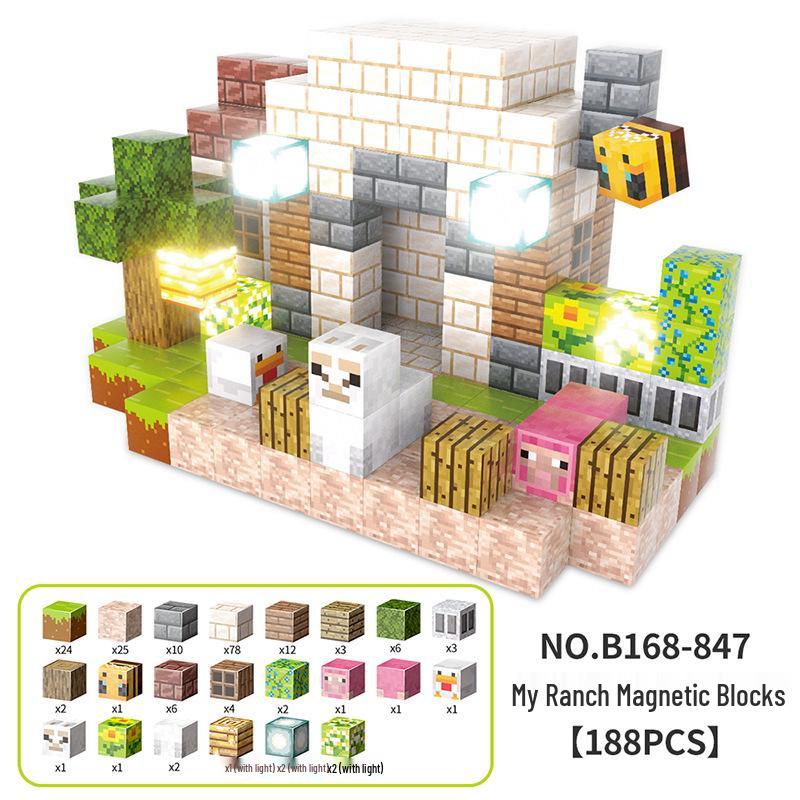 2.0cm DIY Magnetic Building Blocks with Lights - Magnetic Cubes Military Engineering Farm Set