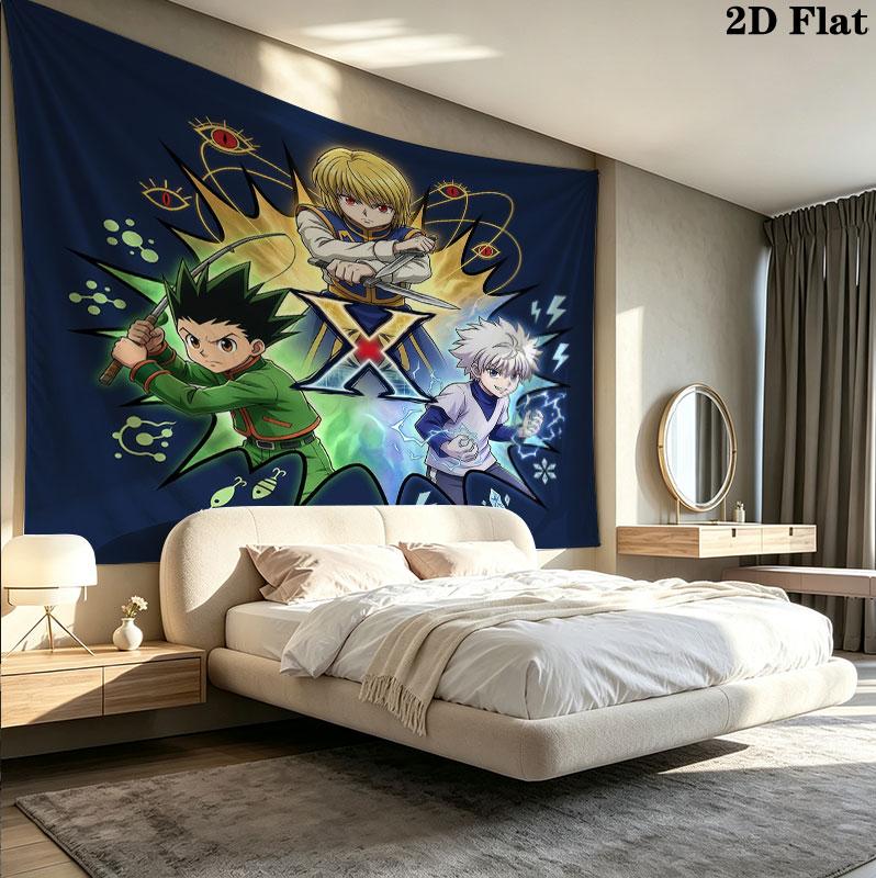 Arazzo da Parete Hunter X Hunter Appeso Estetico alla Parete Coperta in Tessuto Stampato Arazzi Decorativi per Camera da Letto Soggiorno Arredamento per la Casa