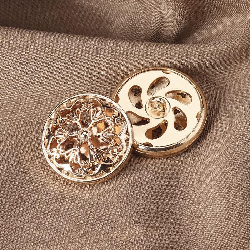 10pcs Beautiful Hollow Flower Shank Buttons High Quality Full Metal Round Buttons Woman Clothes Accessories