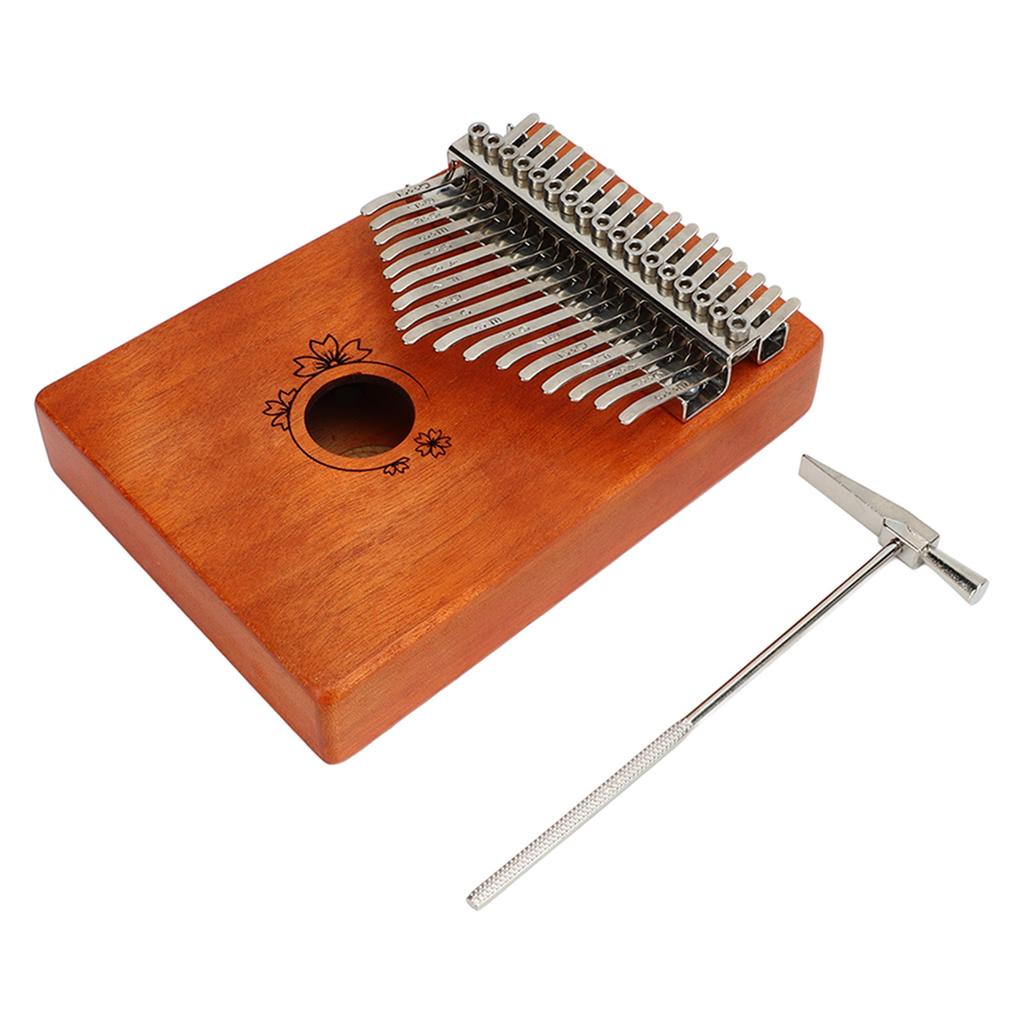 Thumb Finger Piano 17 Key Mahogany Floral Pattern Easy Playing Finger Instrument