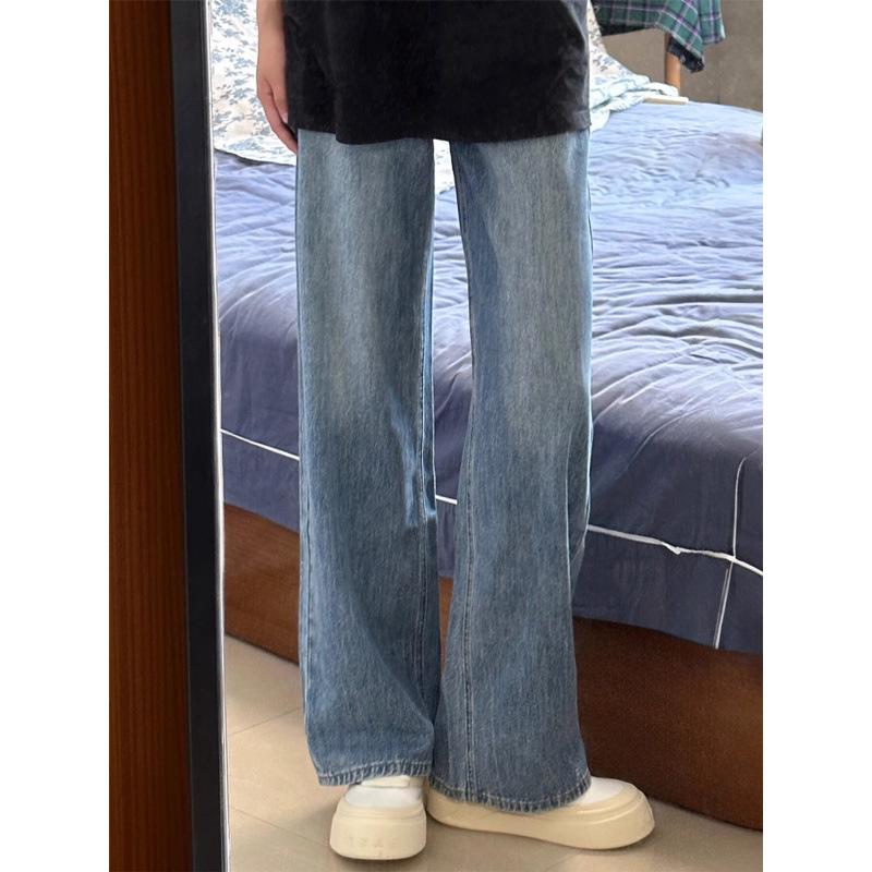 

Осень 2024 Джинсы прямого кроя с высокой посадкой для женщин больших размеров - Стройнящие, Свободный крой, Фигура типа груша 3XL