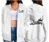 Felpa con Cappuccio e Tasca con Zip da Donna con Stampa Corona di Regina e Giacca Baseball.