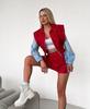 Damen Freizeit Set Mode Locker Colorblock Langarm Reißverschluss Strickjacke Kontrastfarbe Oberteil Rock Sportanzug