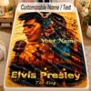 Flannel BlanketElvis Presley Custom Name Text Personalized Soft Warm Throw Blanket Home Decor Gift