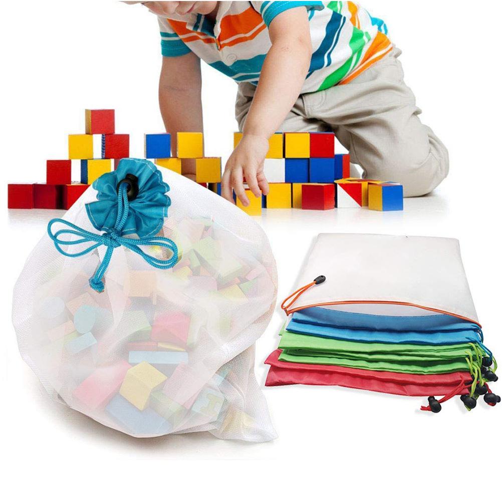 12 stk Gjenbrukbare Nettingposer med Snøring Dagligvarehandlenett Justerbar Polyester Snørepose Frukt