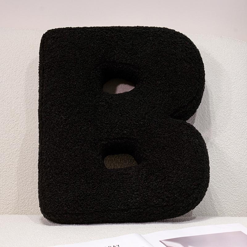 40cm Englischer Buchstaben Kissen Kissen Alphabet Plüschkissen Wohnzimmer Sofa Heimdekoration Kreative Kombinationskissen black