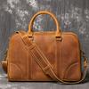 Pasta de Mão Masculina em Couro Genuíno Couro Crazy Horse Bolsa Transversal de Ombro Grande Capacidade Bolsa para Computador de Couro de Vaca