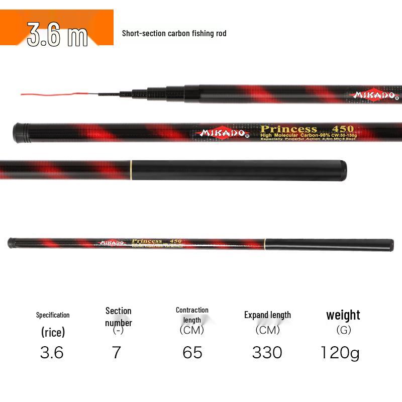 Portable Carbon Fiber Fishing Rod with Landing Net for All Waters